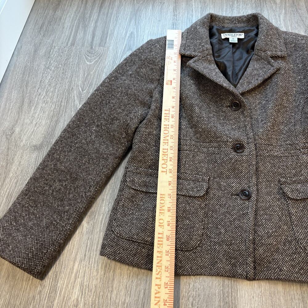 Pendleton Women’s 10 Brown 100% Virgin Wool Blazer Tweed Jacket Academia - Picture 5 of 9